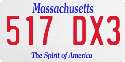 MA license plate 517DX3