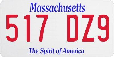 MA license plate 517DZ9