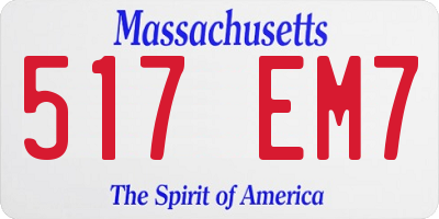MA license plate 517EM7