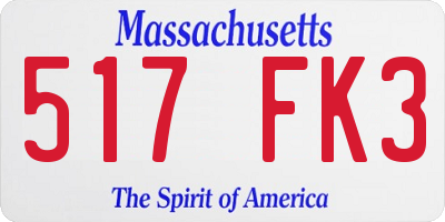 MA license plate 517FK3