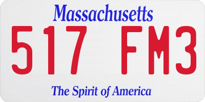 MA license plate 517FM3