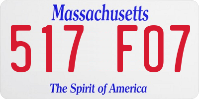 MA license plate 517FO7