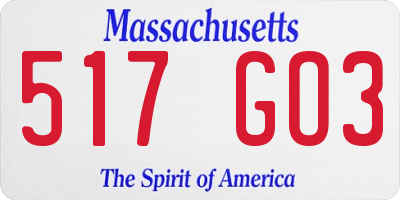 MA license plate 517GO3