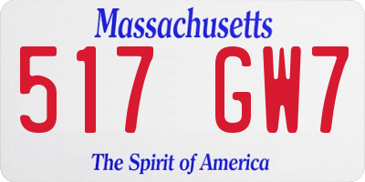 MA license plate 517GW7