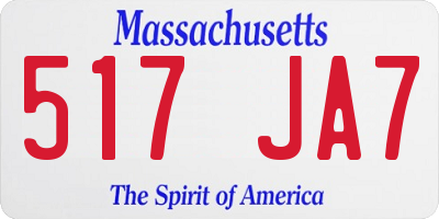 MA license plate 517JA7
