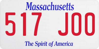 MA license plate 517JO0