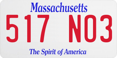 MA license plate 517NO3