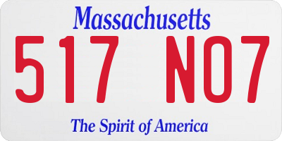 MA license plate 517NO7