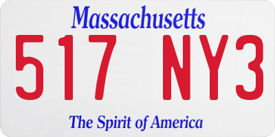 MA license plate 517NY3