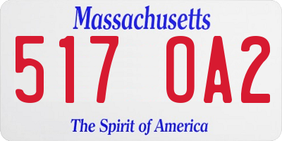 MA license plate 517OA2