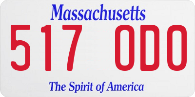 MA license plate 517OD0