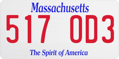MA license plate 517OD3