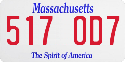 MA license plate 517OD7