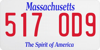 MA license plate 517OD9