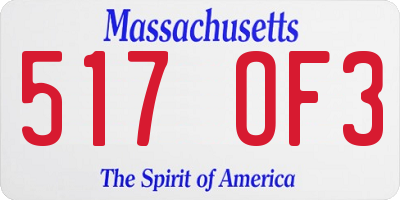 MA license plate 517OF3