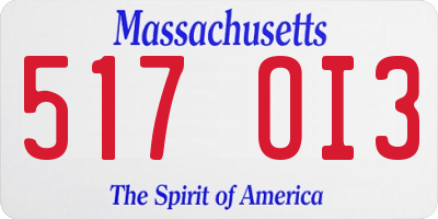 MA license plate 517OI3