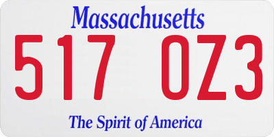 MA license plate 517OZ3