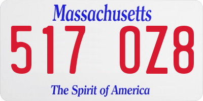 MA license plate 517OZ8