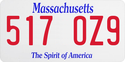 MA license plate 517OZ9