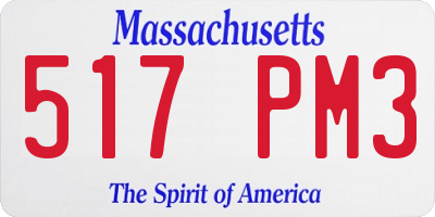 MA license plate 517PM3