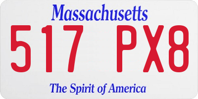 MA license plate 517PX8