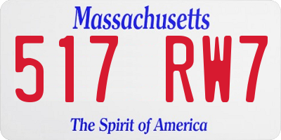 MA license plate 517RW7