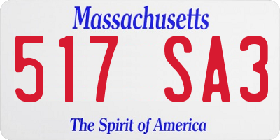 MA license plate 517SA3
