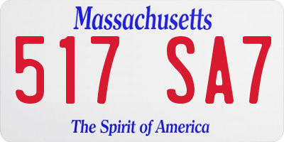 MA license plate 517SA7