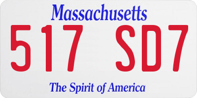 MA license plate 517SD7