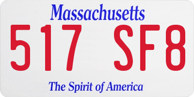 MA license plate 517SF8