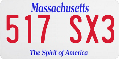 MA license plate 517SX3