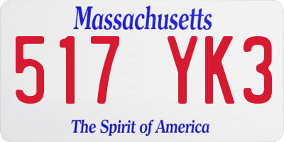 MA license plate 517YK3
