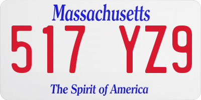 MA license plate 517YZ9