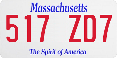 MA license plate 517ZD7