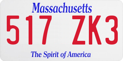 MA license plate 517ZK3