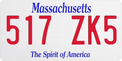 MA license plate 517ZK5