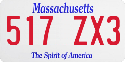 MA license plate 517ZX3