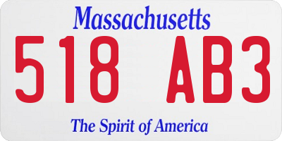 MA license plate 518AB3