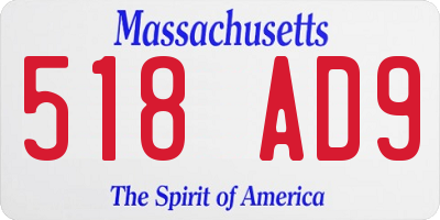 MA license plate 518AD9