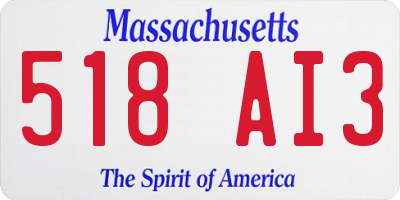 MA license plate 518AI3