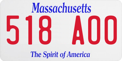 MA license plate 518AO0