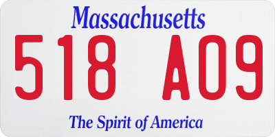 MA license plate 518AO9