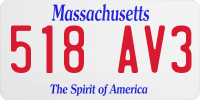 MA license plate 518AV3