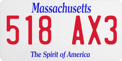 MA license plate 518AX3