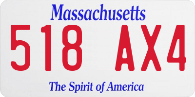 MA license plate 518AX4