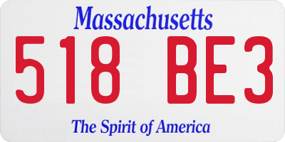 MA license plate 518BE3