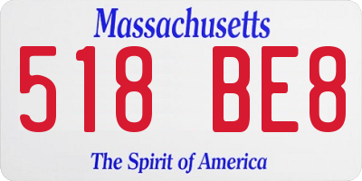 MA license plate 518BE8