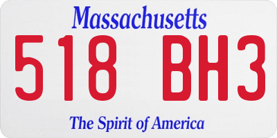 MA license plate 518BH3