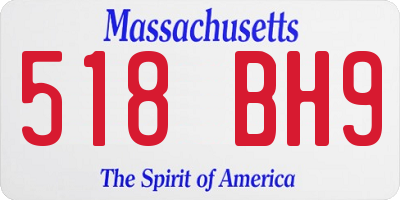 MA license plate 518BH9