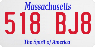 MA license plate 518BJ8
